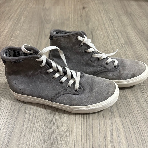 Van's Skate Gray High Top Suede Fleece Lined Women's Sz 6 Retro Boho - Picture 1 of 10
